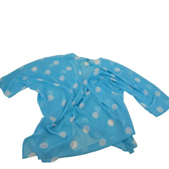 NWT Anne Klein Blue Tunic Women XXS Siren Blue NYC White Poke a dot - Picture 2 of 5